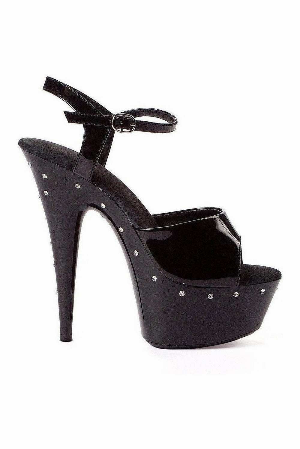 609-SPARKY Platform Sandal  | Black  Patent