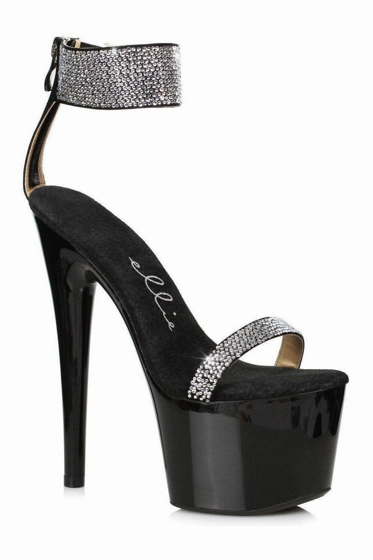709-ANIKA Stripper Sandal | Black Rhinestones