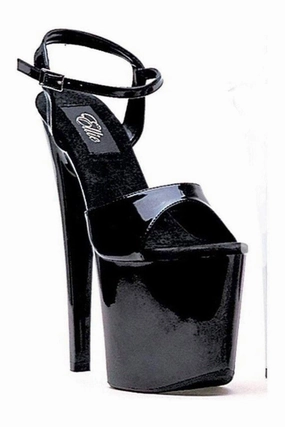 821-JULIET Platform Sandal  | Black Patent