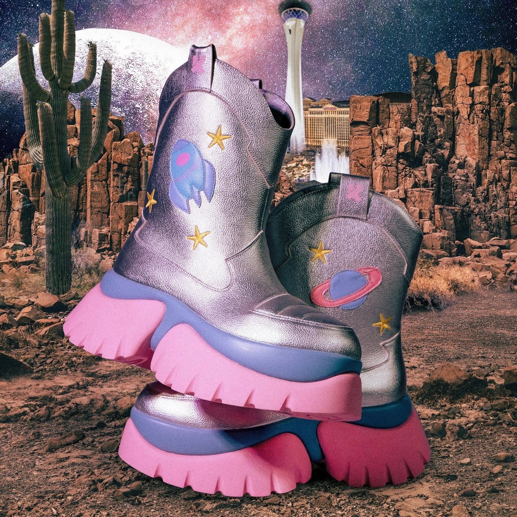 A Fairytale Galaxy Space Boots - Silver-Size 5-Clearance
