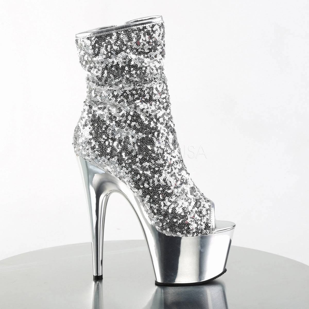 ADORE-1008SQ  Silver Sequins/Silver Chrome
