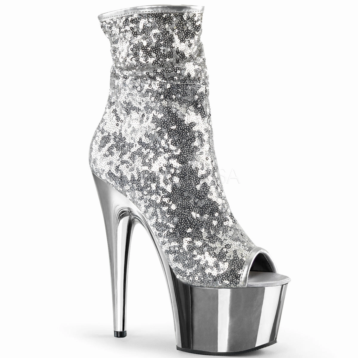 ADORE-1008SQ  Silver Sequins/Silver Chrome