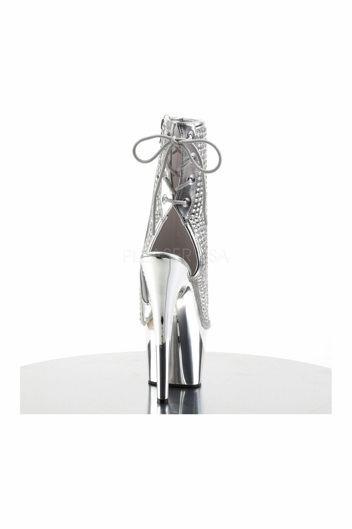 ADORE-1018DCS Platform Boot  | Silver Faux Leather