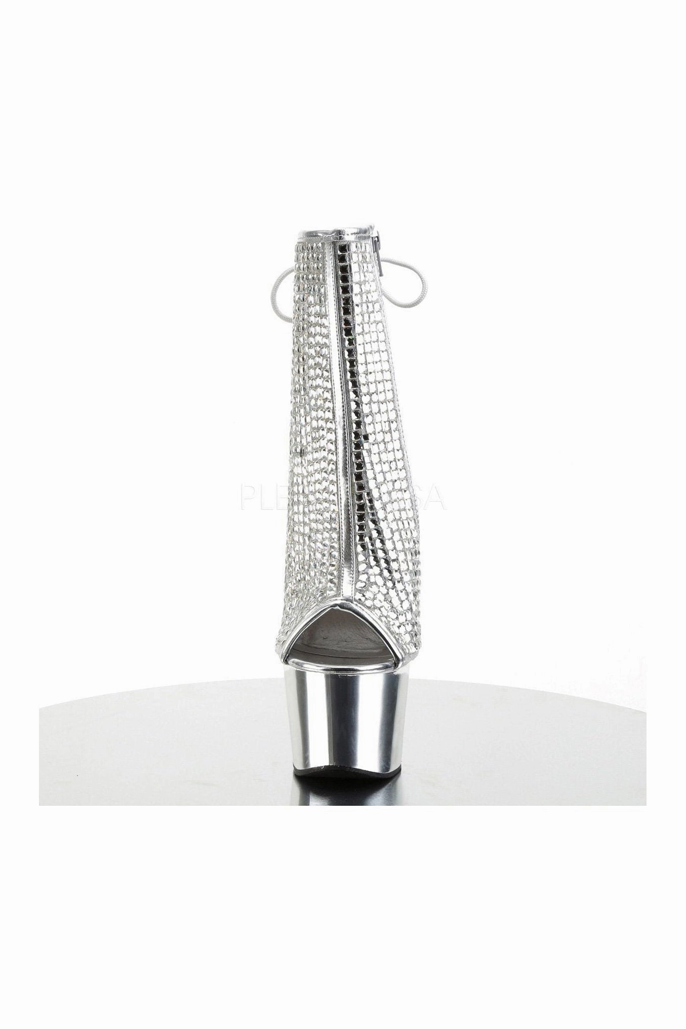 ADORE-1018DCS Platform Boot  | Silver Faux Leather