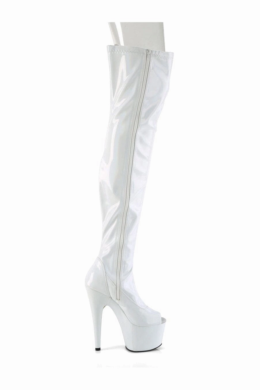 ADORE-3011HWR White Hologram Thigh Boot
