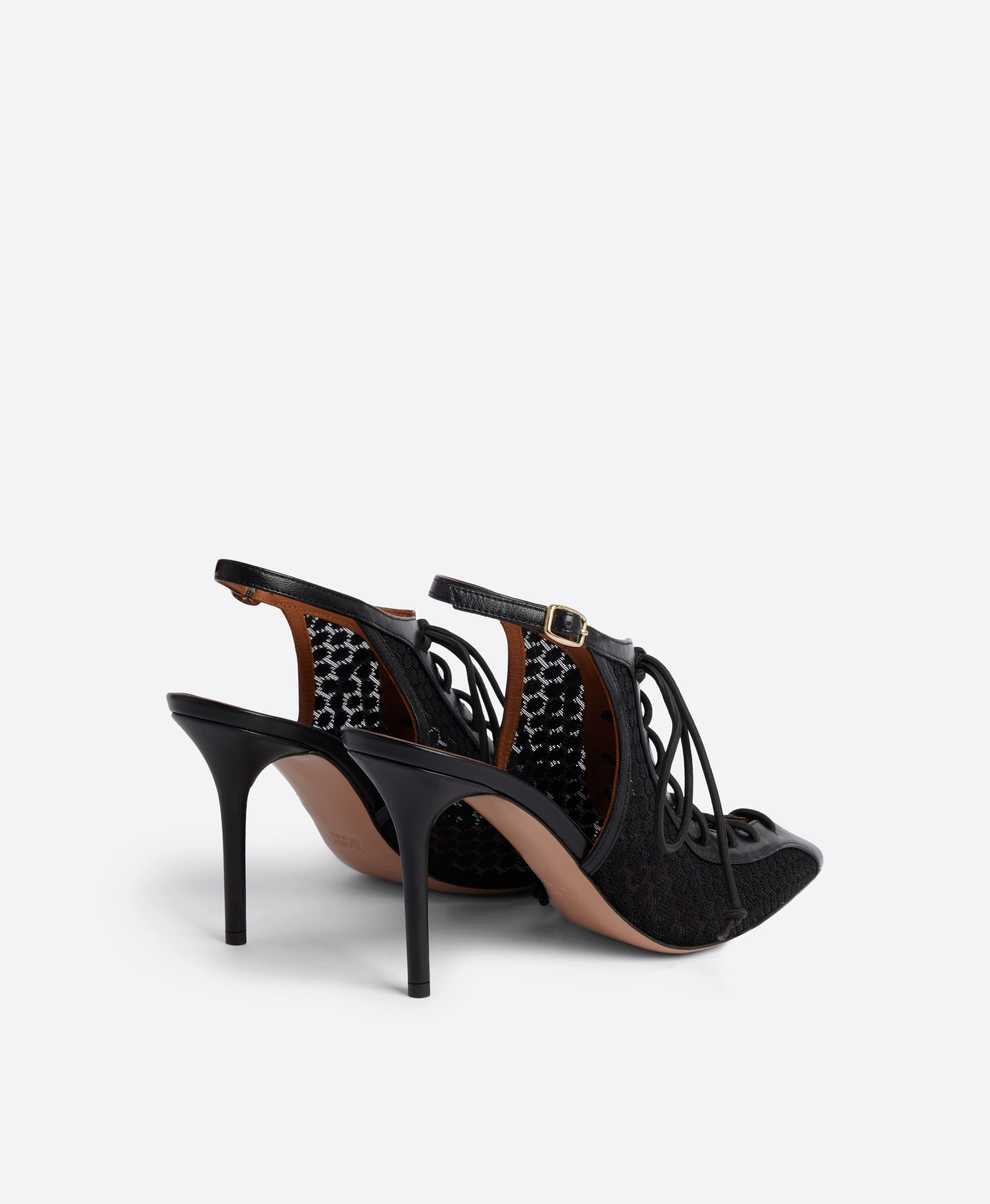 Alessandra 85 Black Lace Slingbacks