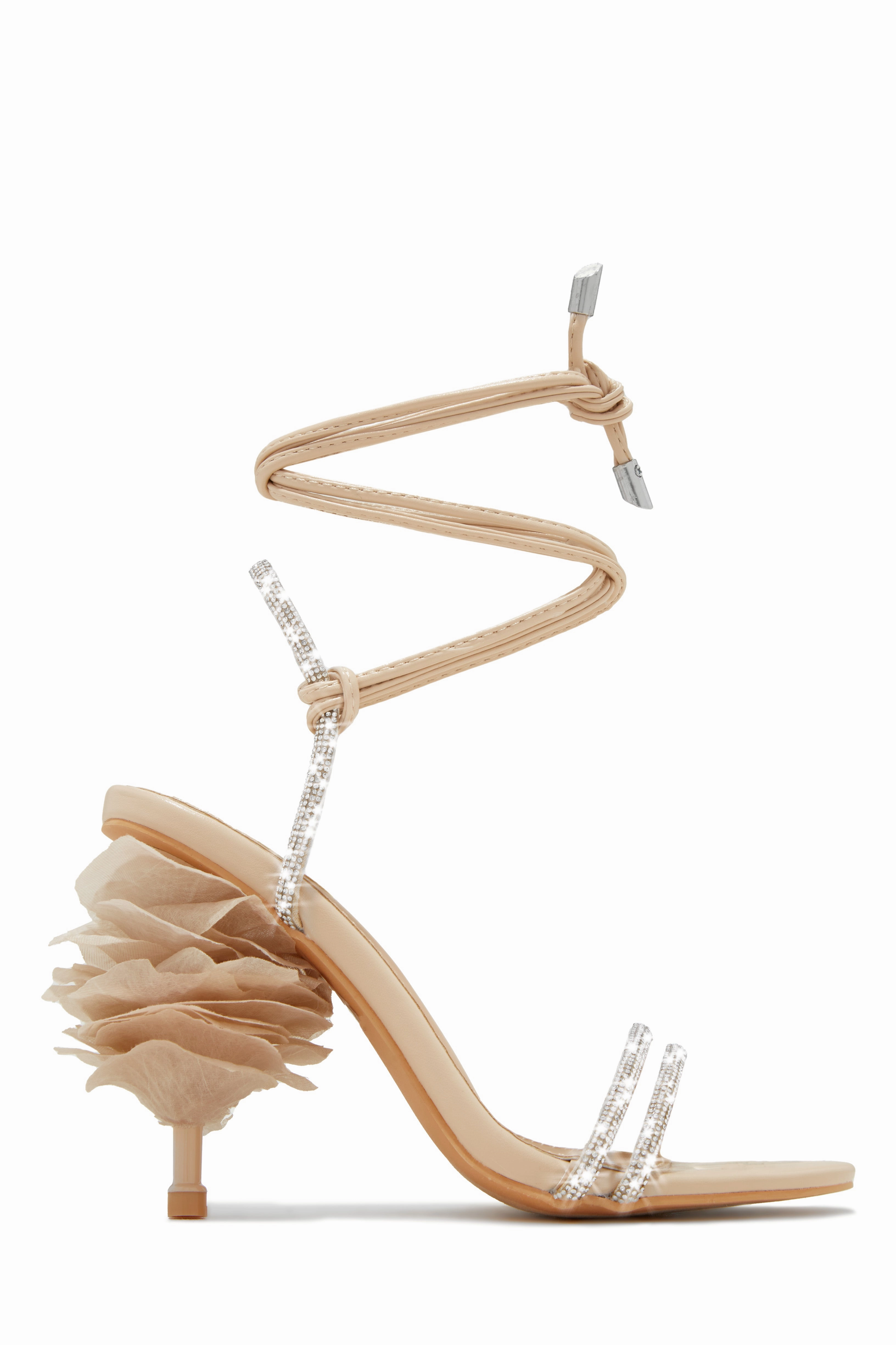 Alessia Lace Up Embellished Heels - Pink