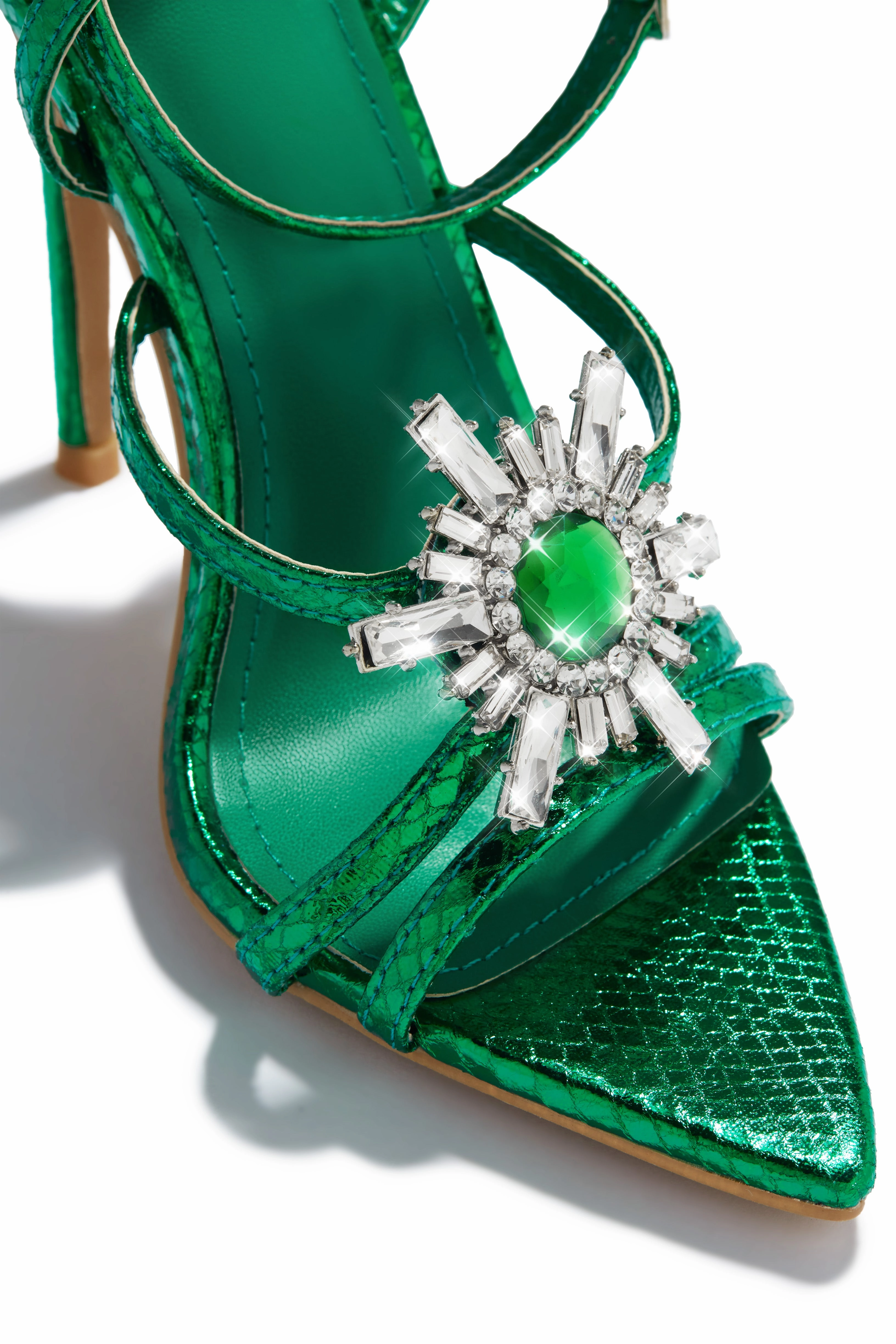 Ameira Embellished High Heels - Green