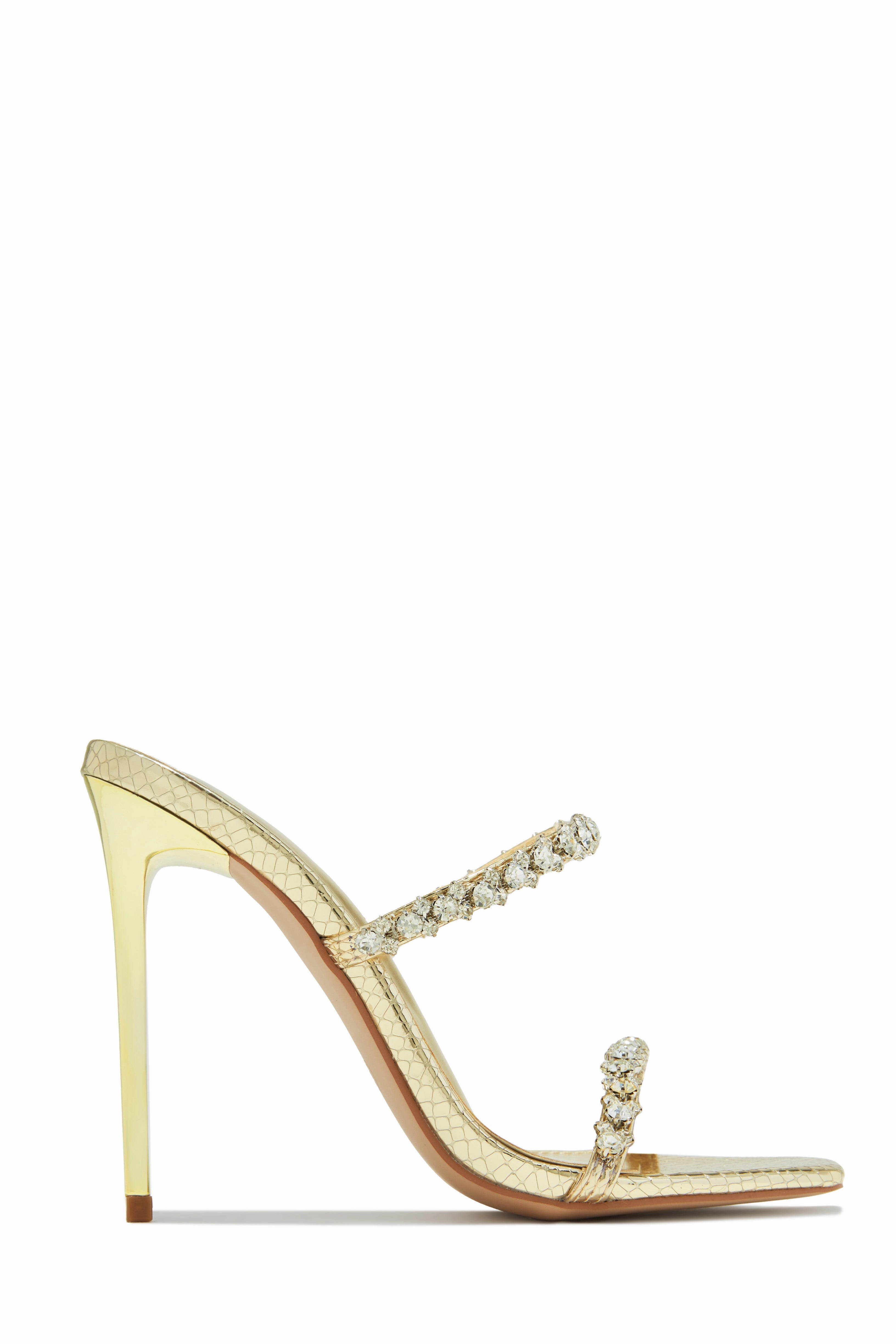 Amyna Embellished High Heel Mules - Silver