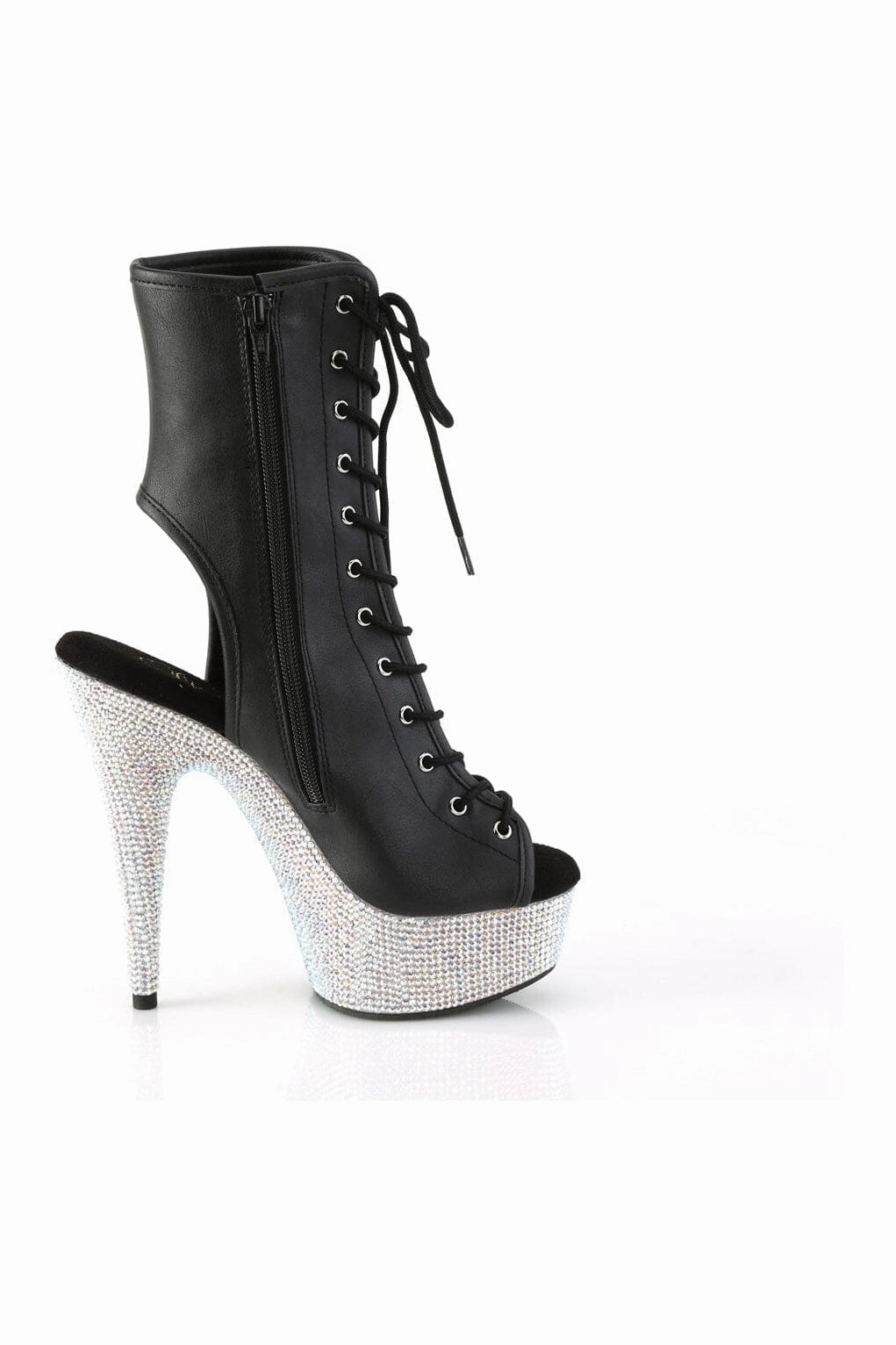 BEJEWELED-1016-6 Black Faux Leather Ankle Boot