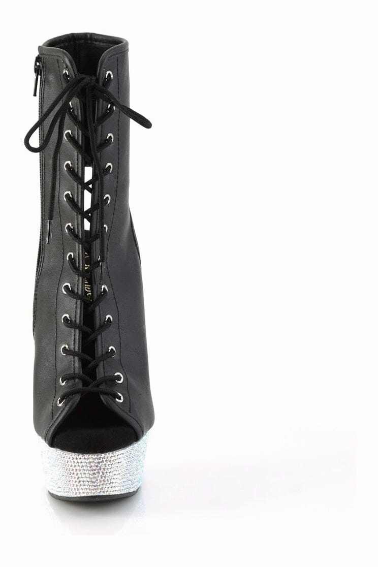 BEJEWELED-1016-6 Black Faux Leather Ankle Boot
