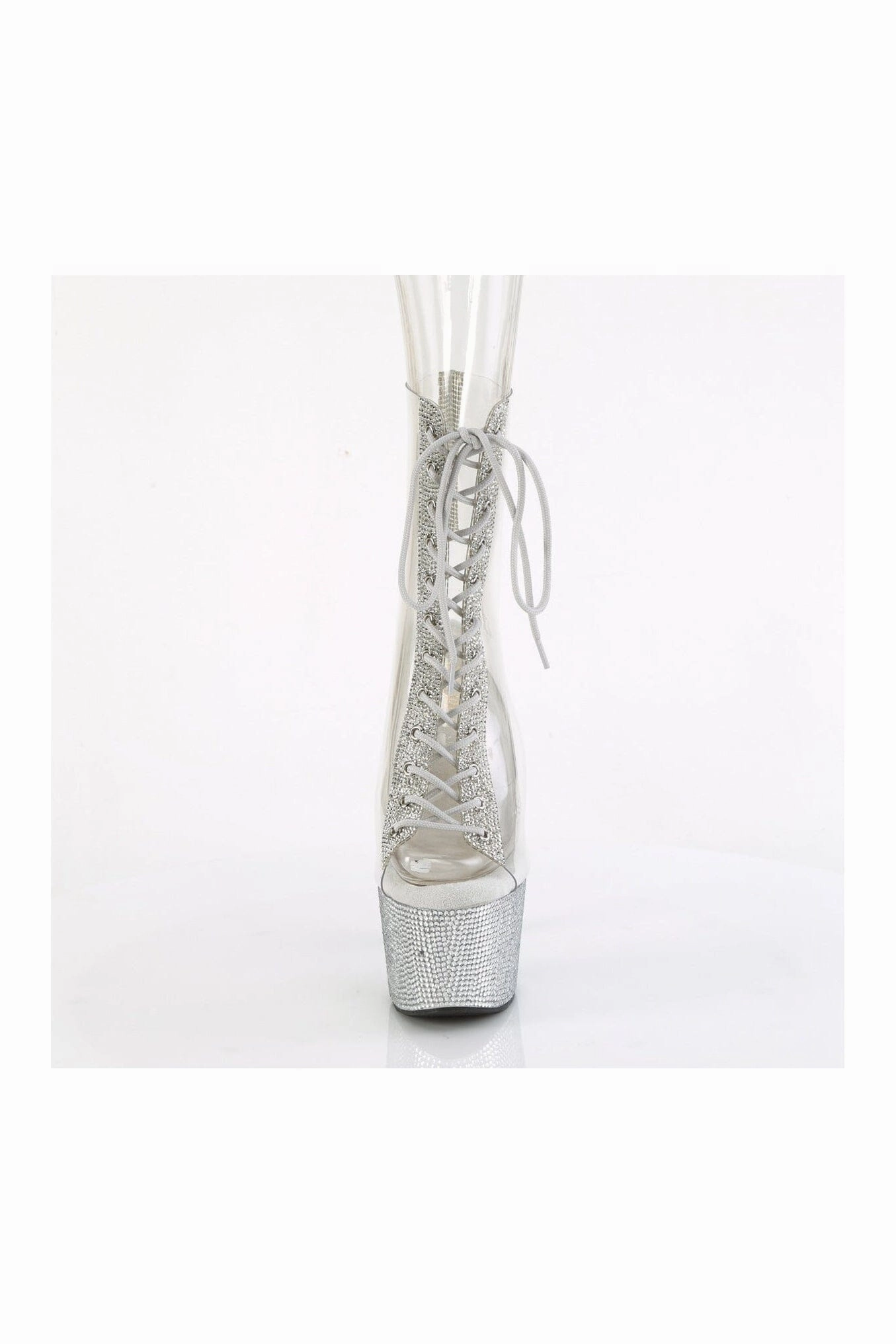 BEJEWELED-1016C-2-7 Clear Vinyl Ankle Boot