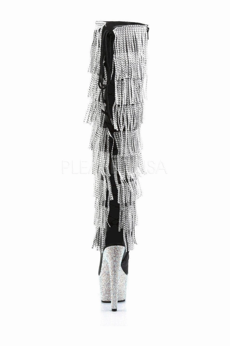 BEJEWELED-3019RSF-7 Platform Boot  | Black Faux Leather
