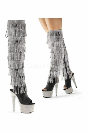 BEJEWELED-3019RSF-7 Platform Boot  | Black Faux Leather
