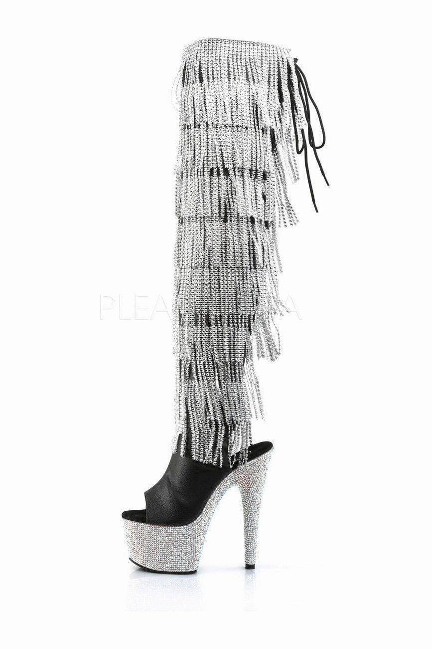 BEJEWELED-3019RSF-7 Platform Boot  | Black Faux Leather