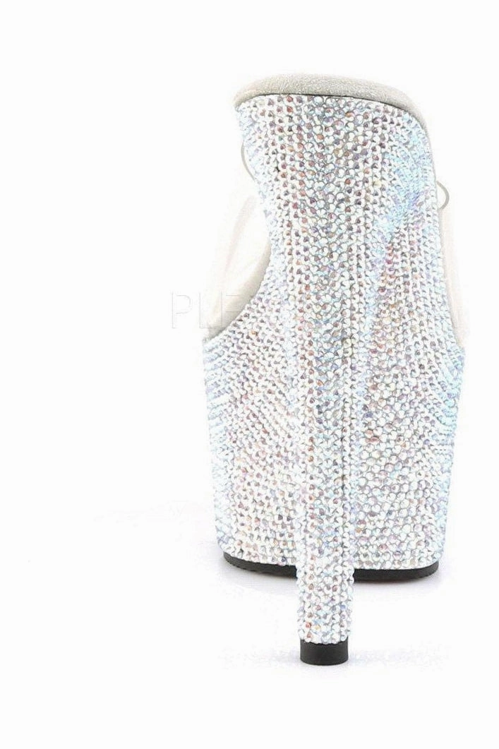 BEJEWELED-701DM Platform Slide  | Clear Vinyl