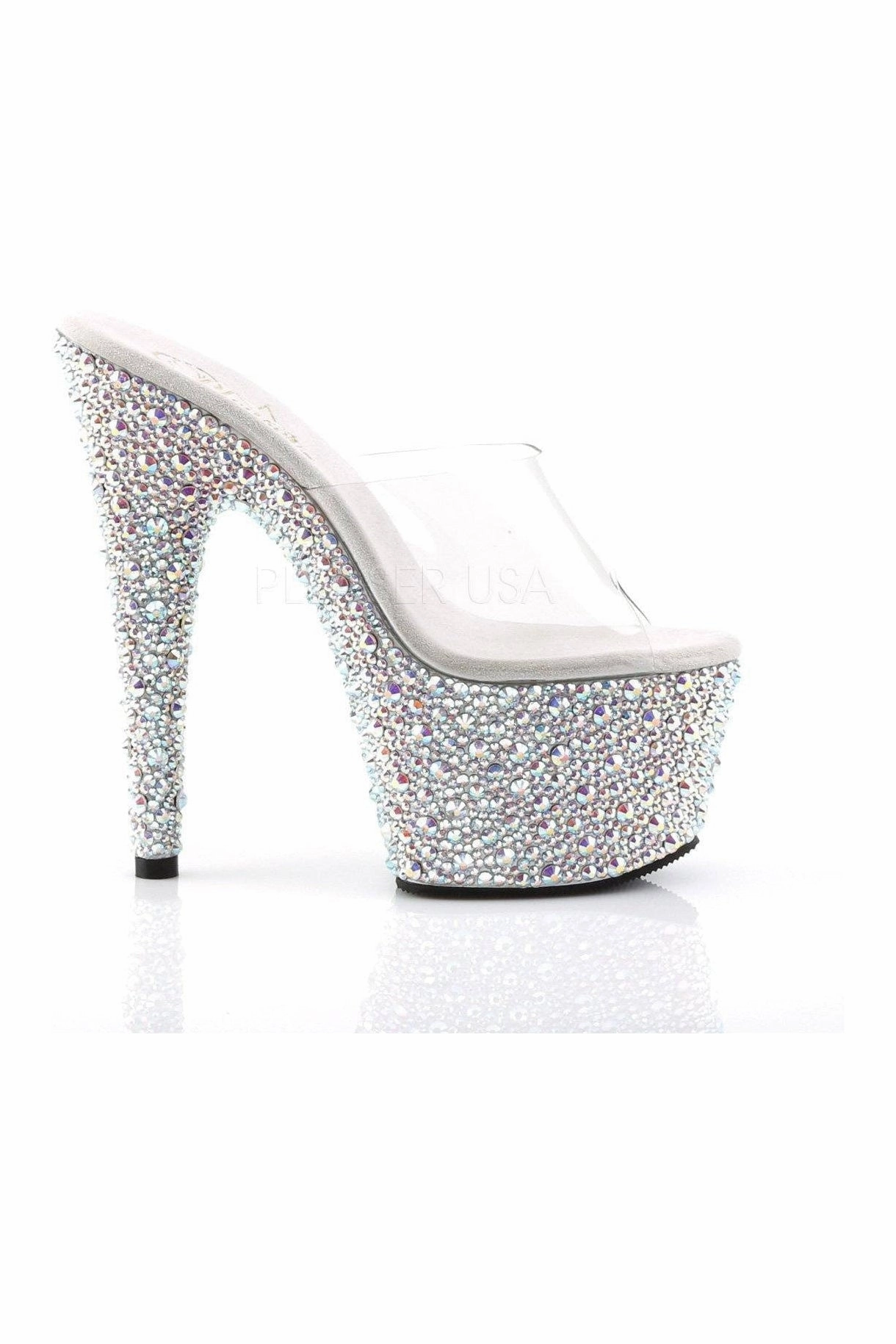 BEJEWELED-701MS Platform Slide  | Clear Vinyl