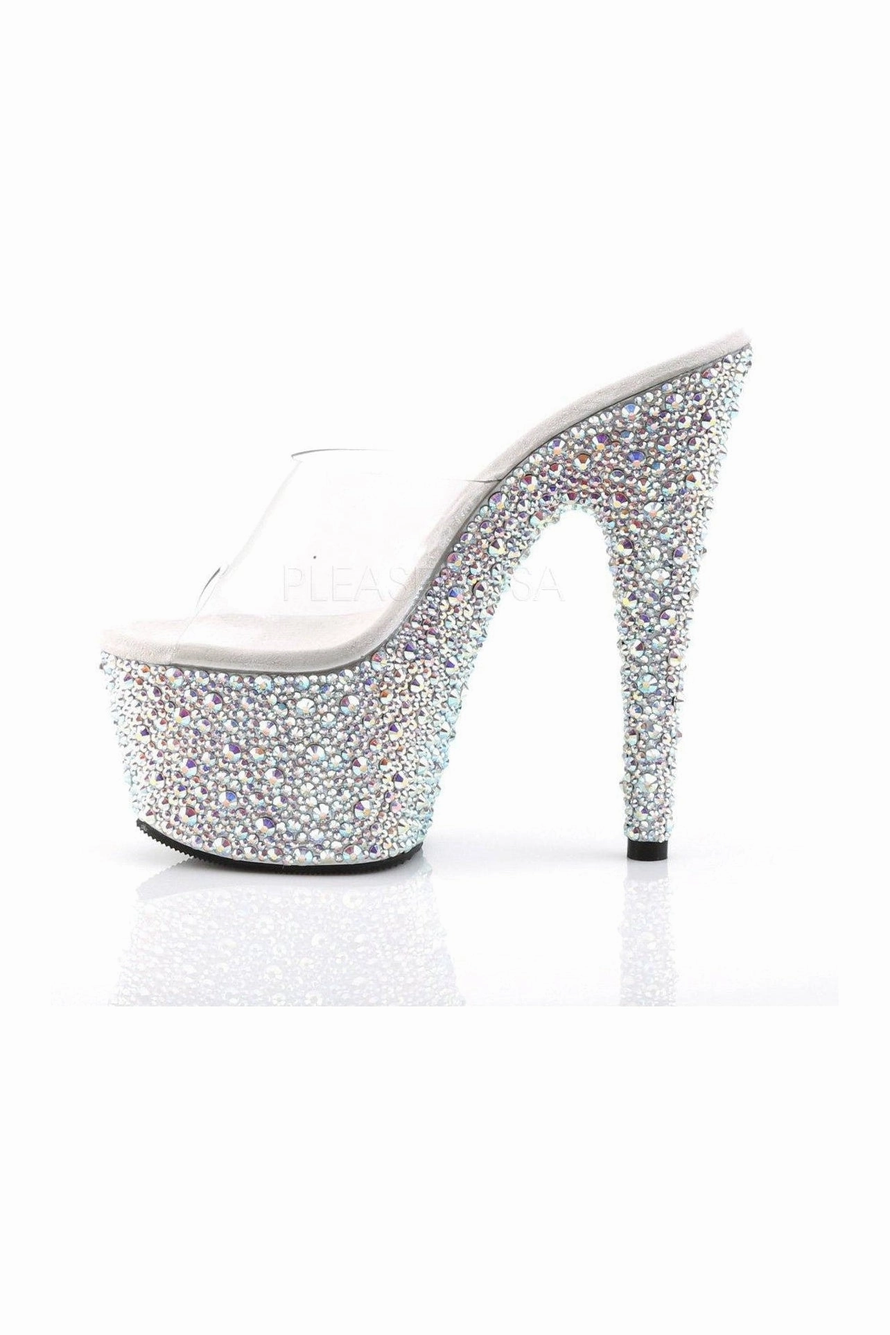 BEJEWELED-701MS Platform Slide  | Clear Vinyl