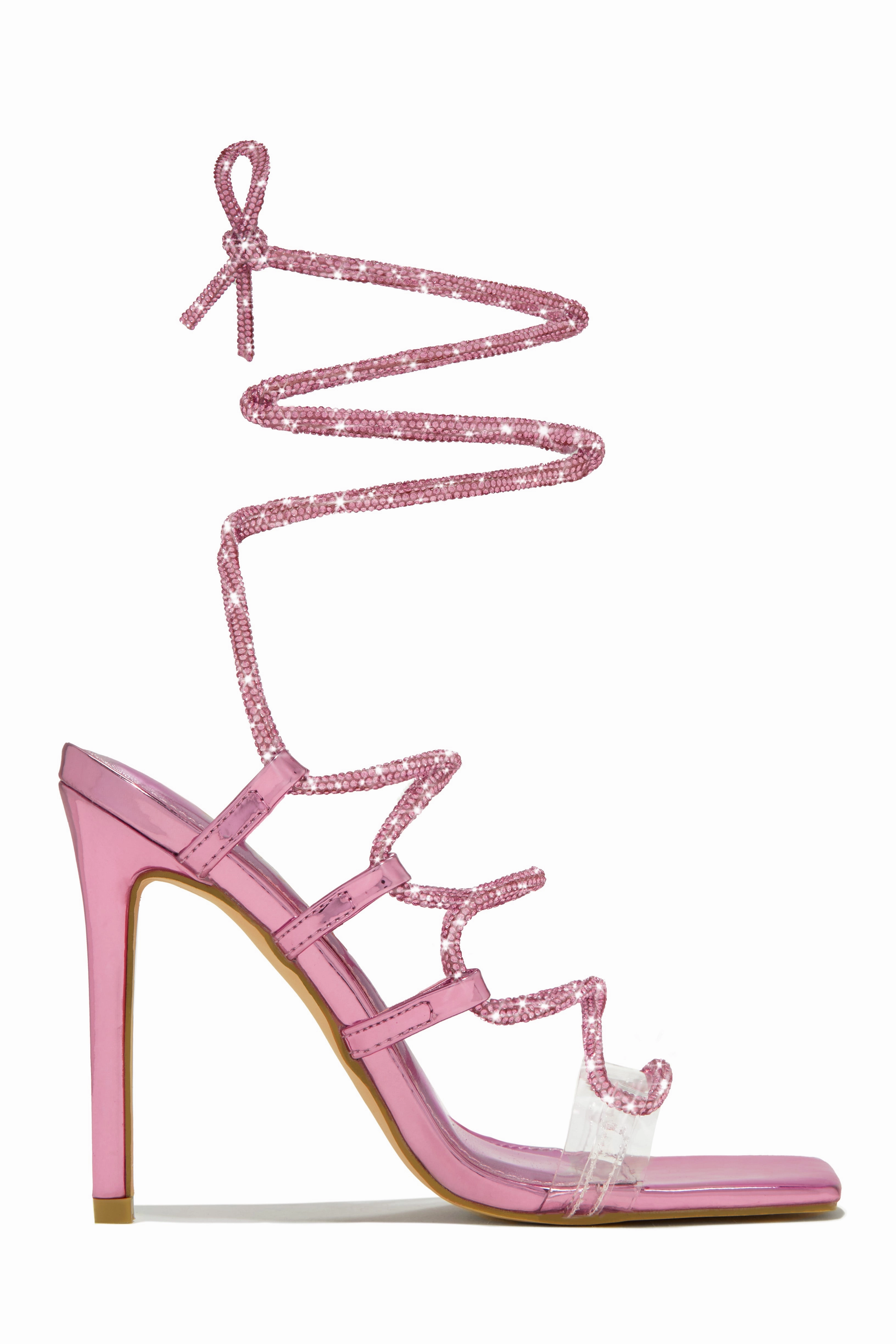 Birthday Wishes Embellished Lace Up Heels - Nude