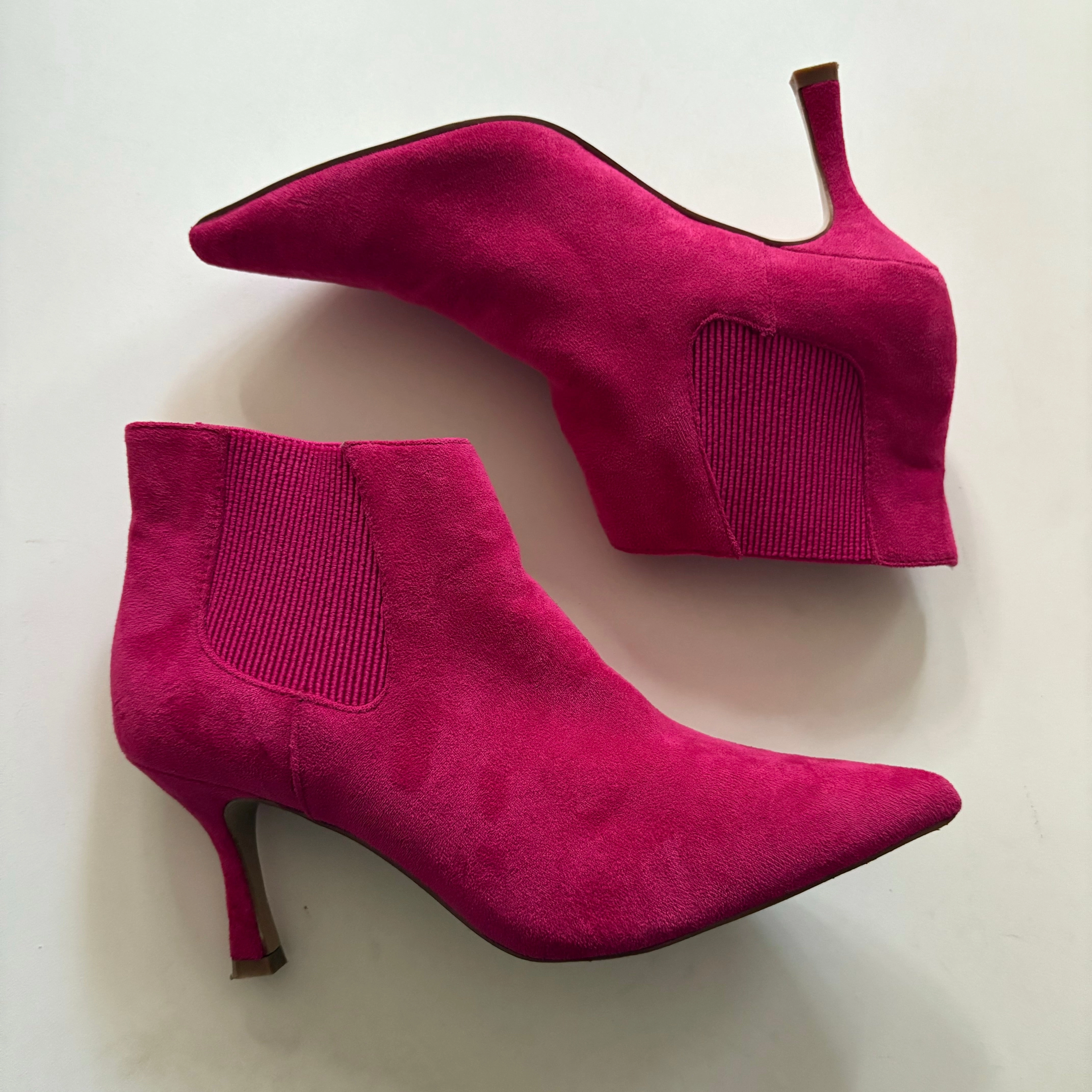 Boots Ankle Heels By Cato In Pink, Size: 9