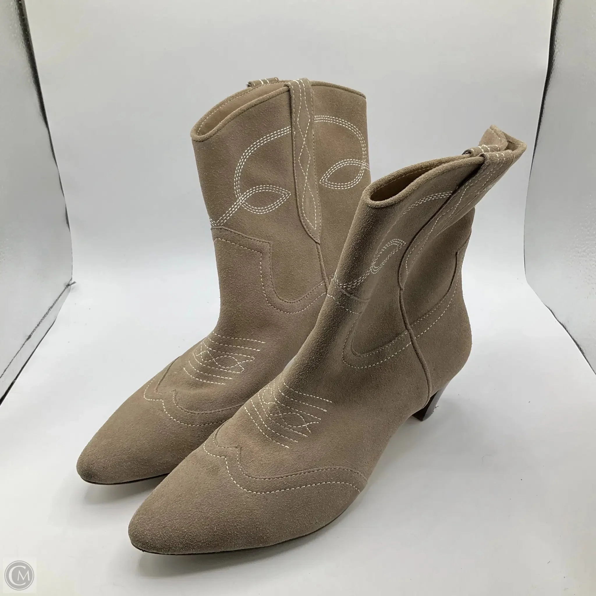Boots Ankle Heels By Cma In Grey, Size: 10