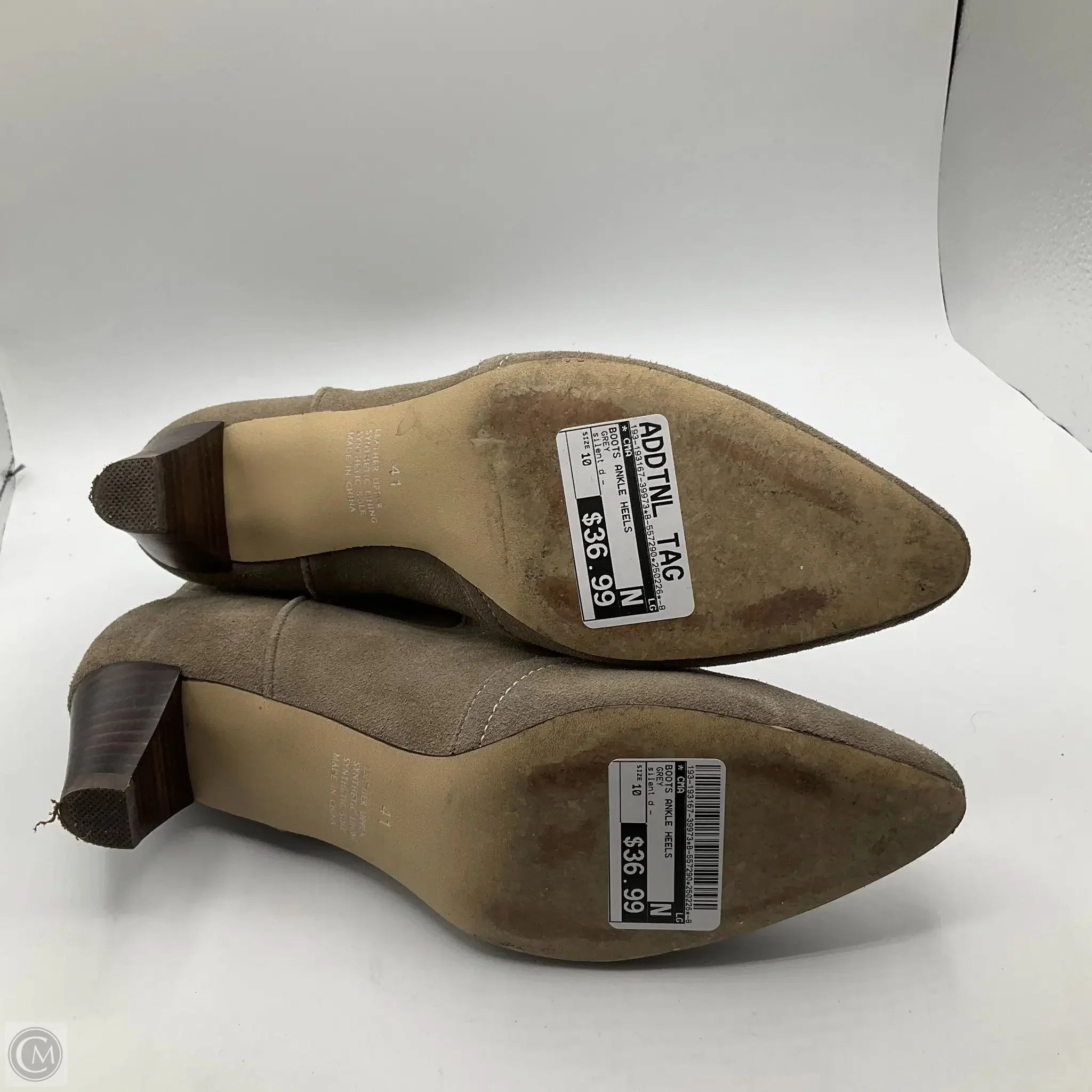 Boots Ankle Heels By Cma In Grey, Size: 10