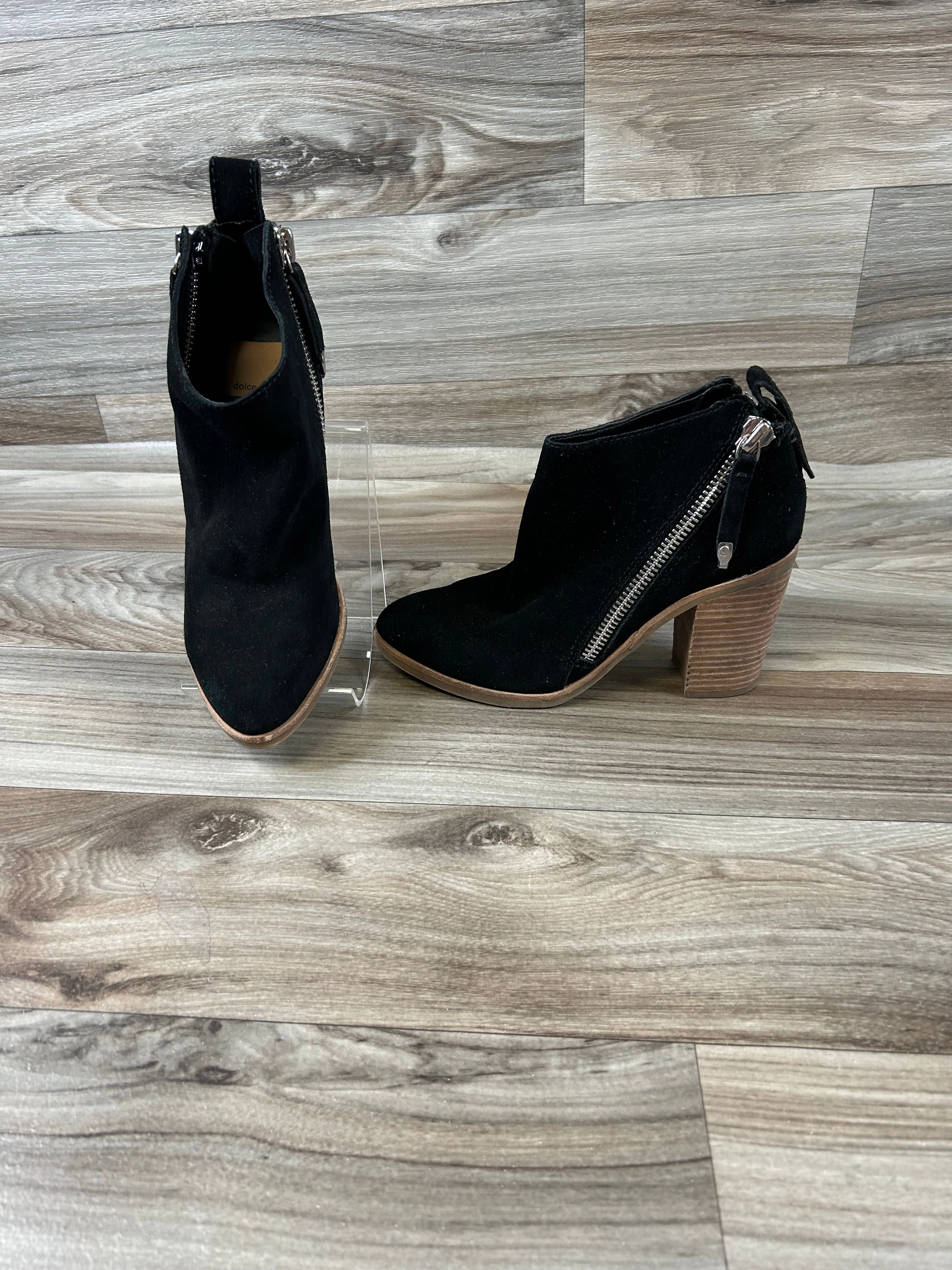 Boots Ankle Heels By Dolce Vita In Black & Silver, Size: 7