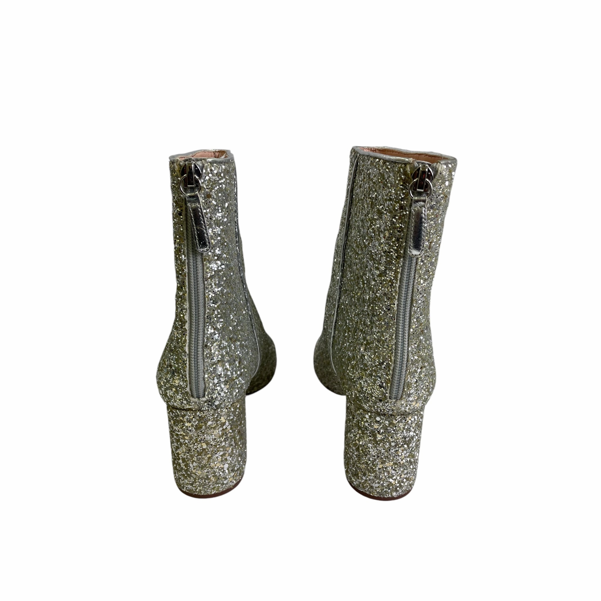 Boots Ankle Heels By J. Crew In Silver, Size:7.5