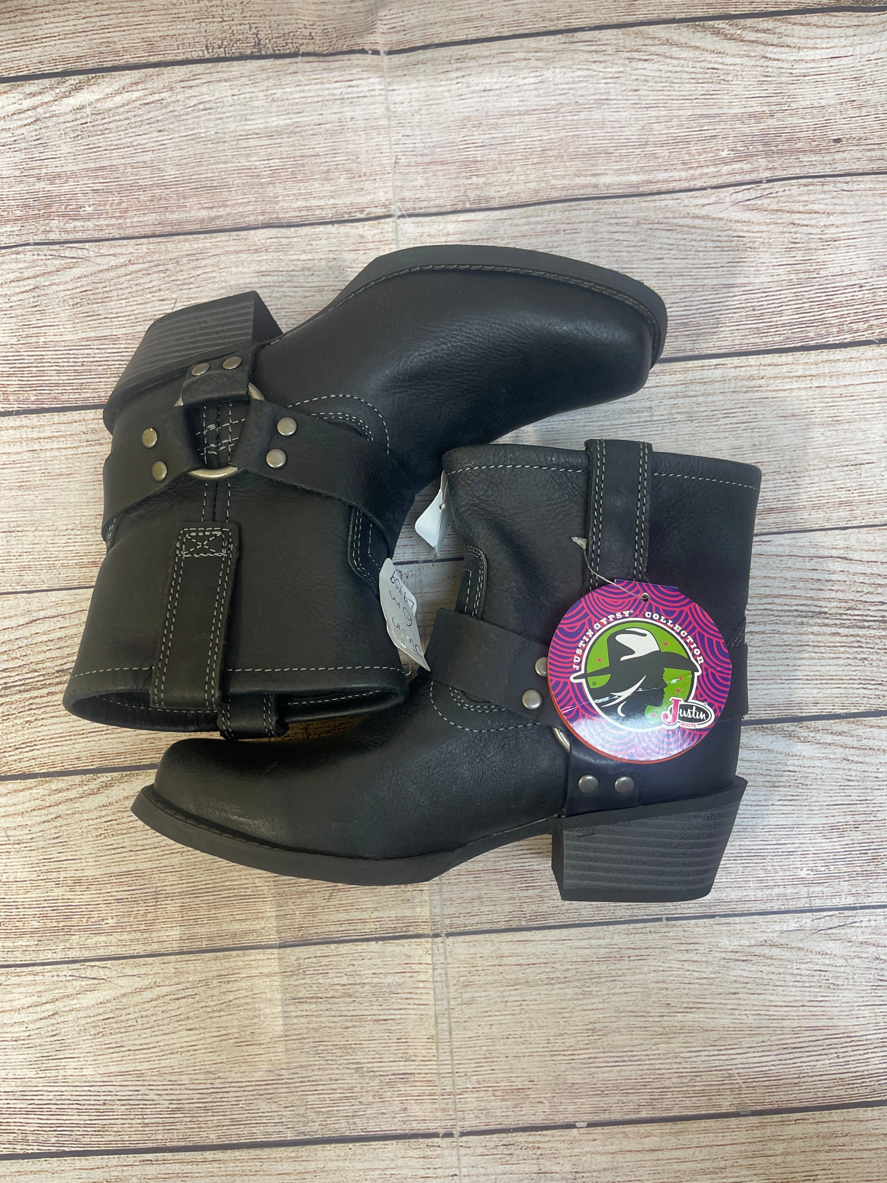 Boots Ankle Heels By Justin In Black, Size: 6