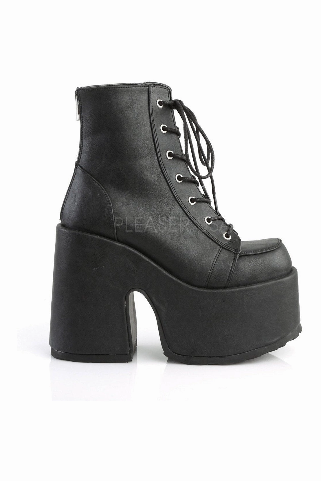 CAMEL-203 Demonia Ankle Boot | Black Faux Leather