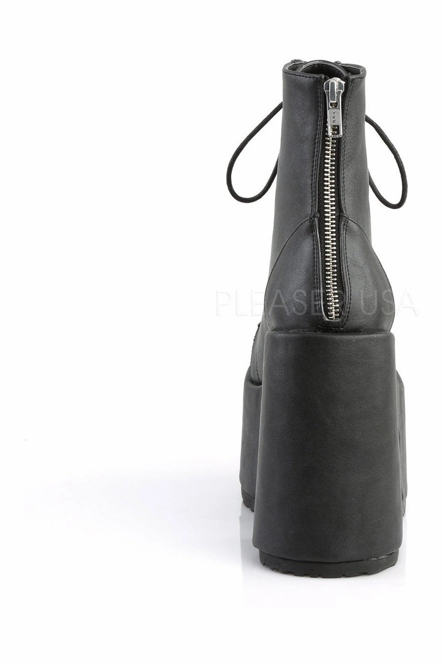 CAMEL-203 Demonia Ankle Boot | Black Faux Leather