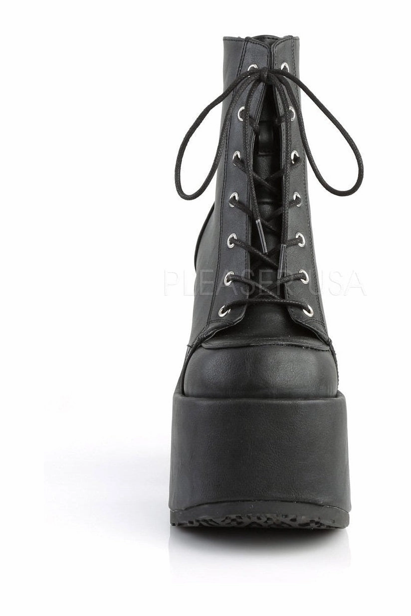 CAMEL-203 Demonia Ankle Boot | Black Faux Leather