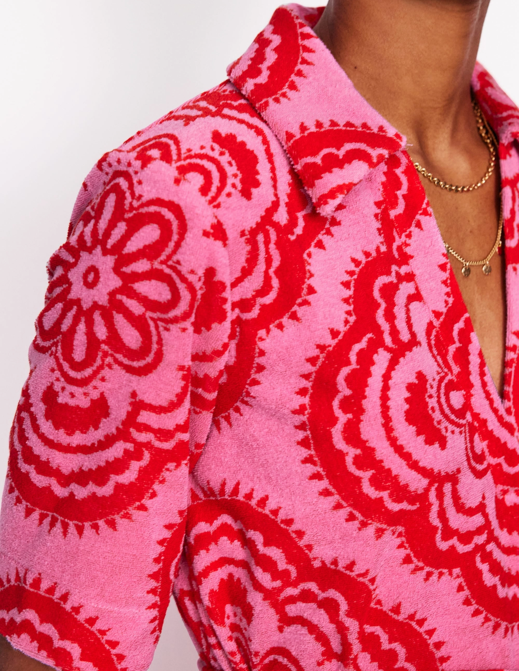 Collared Notch Towel Dress-Pink Rose. Botanic Blush