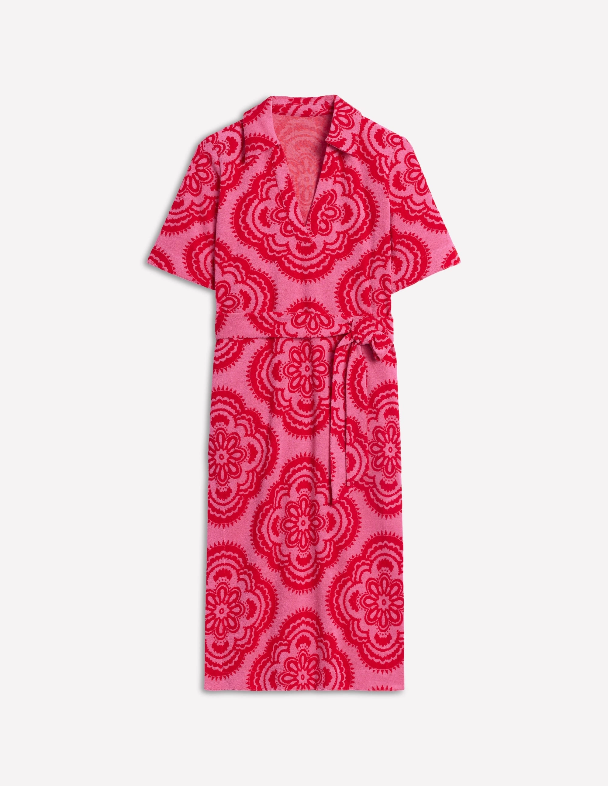 Collared Notch Towel Dress-Pink Rose. Botanic Blush