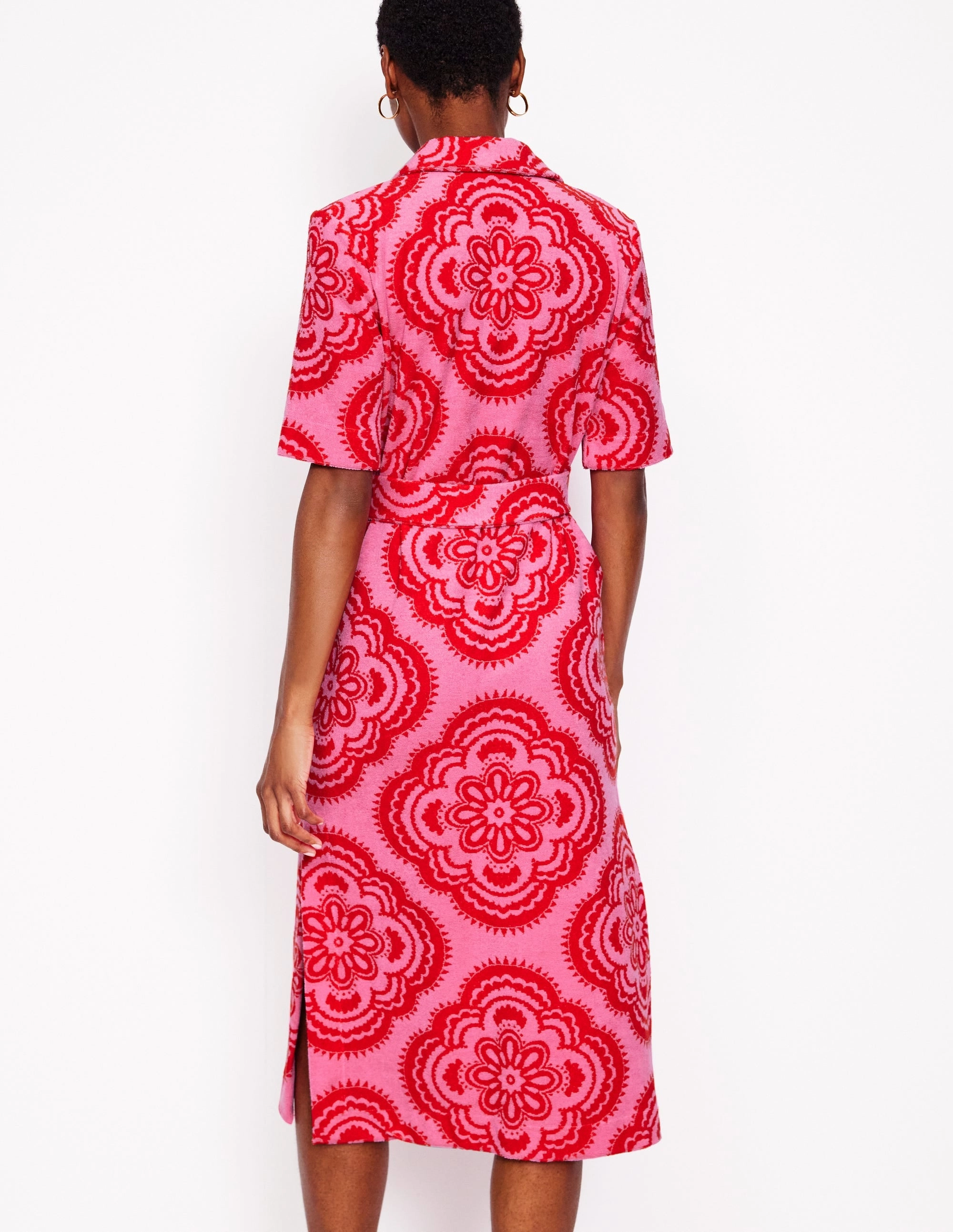 Collared Notch Towel Dress-Pink Rose. Botanic Blush