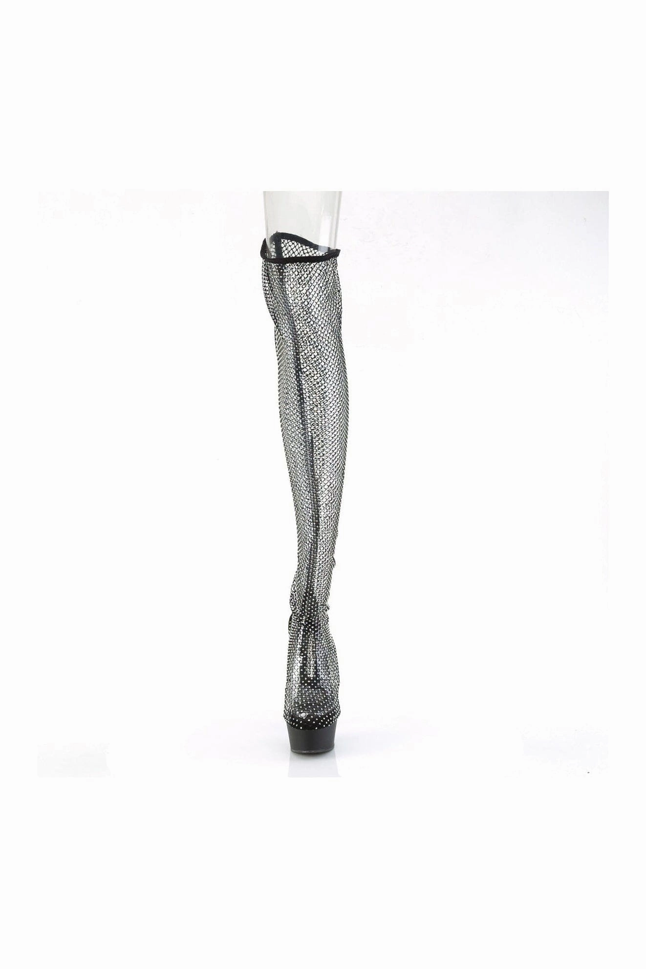 DELIGHT-3009 Black Faux Suede Thigh Boot