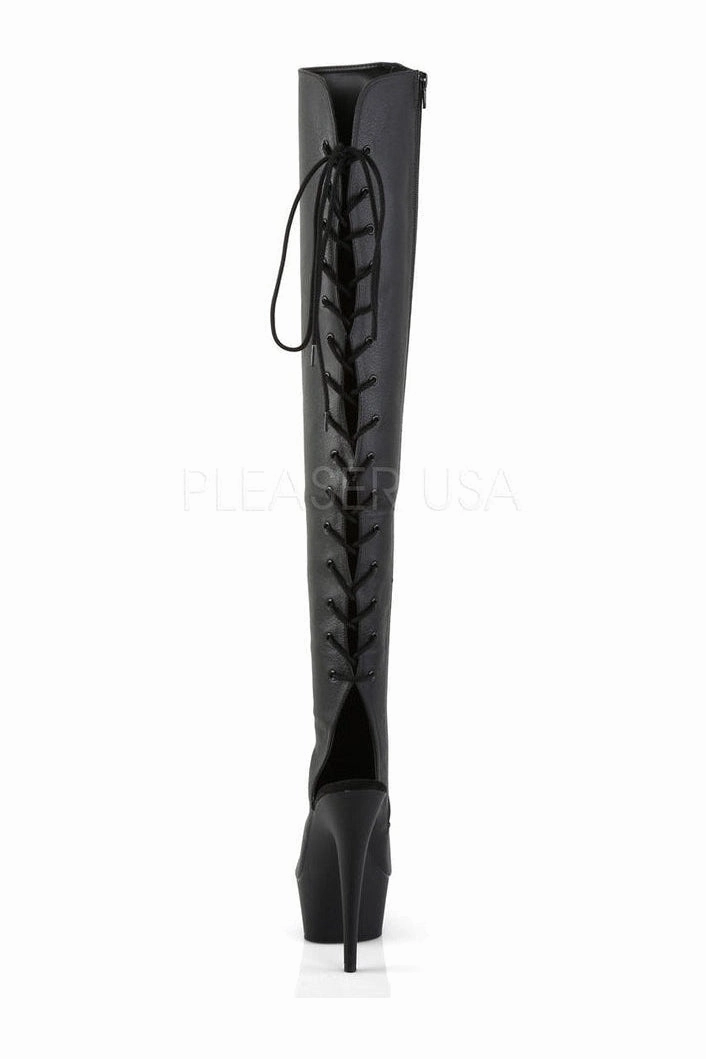 DELIGHT-3019 Platform Boot  | Black Faux Leather