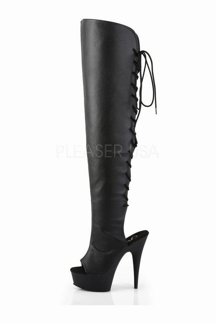 DELIGHT-3019 Platform Boot  | Black Faux Leather