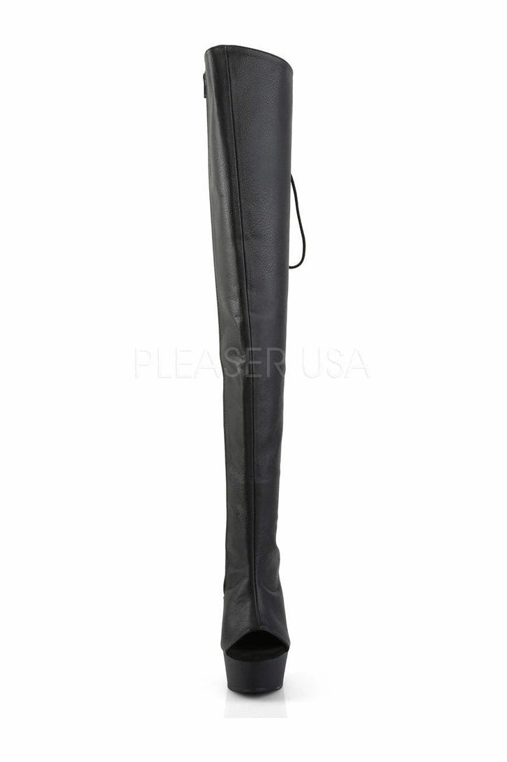 DELIGHT-3019 Platform Boot  | Black Faux Leather