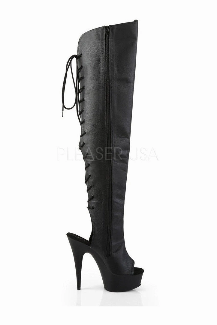 DELIGHT-3019 Platform Boot  | Black Faux Leather