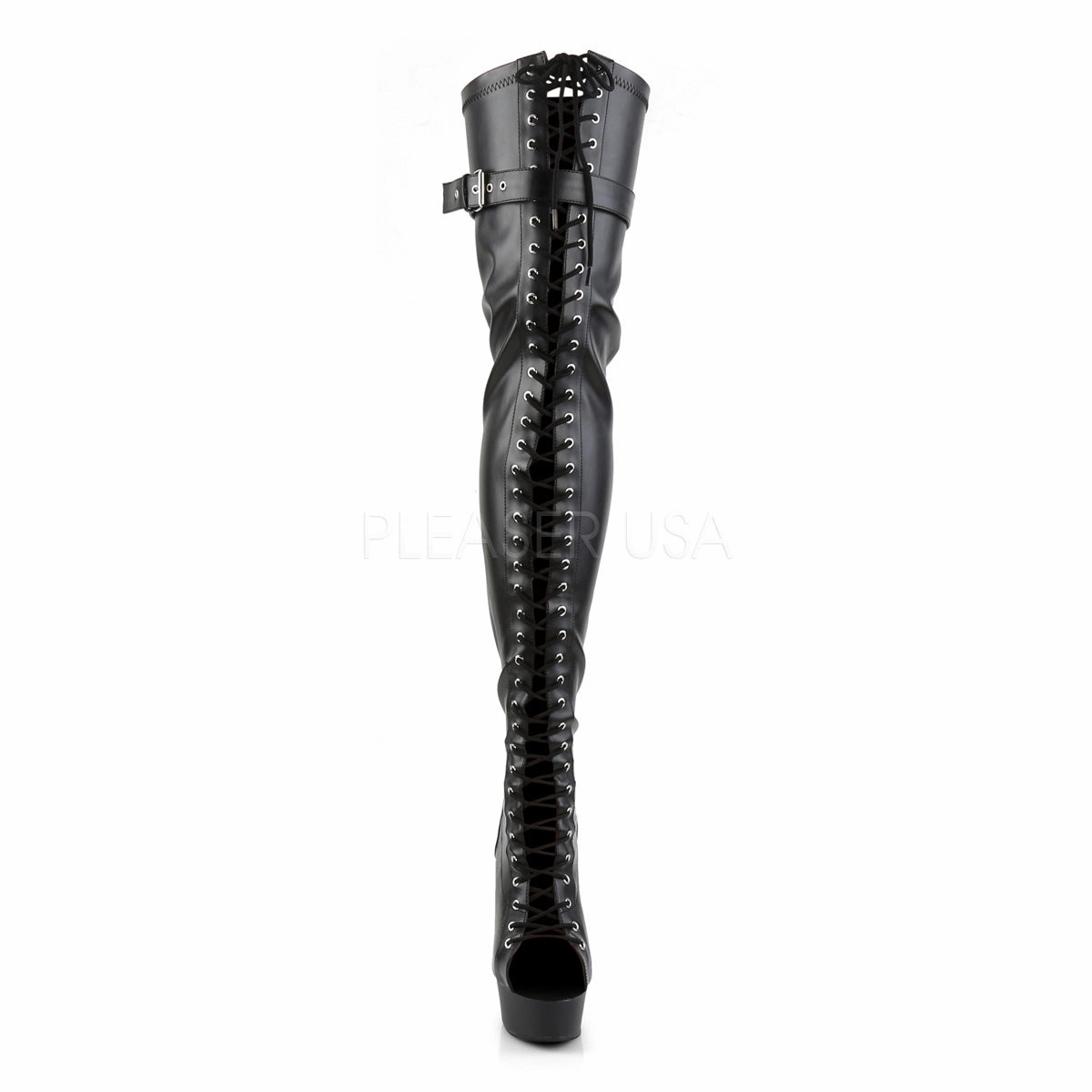 DELIGHT-3025  Black Str Faux Leather/Black Matte