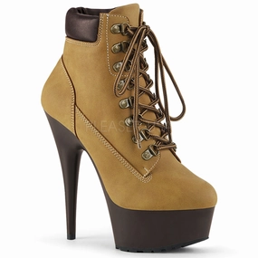DELIGHT-600TL-02  Tan Nubuck Faux Leather/Dark Brown Matte