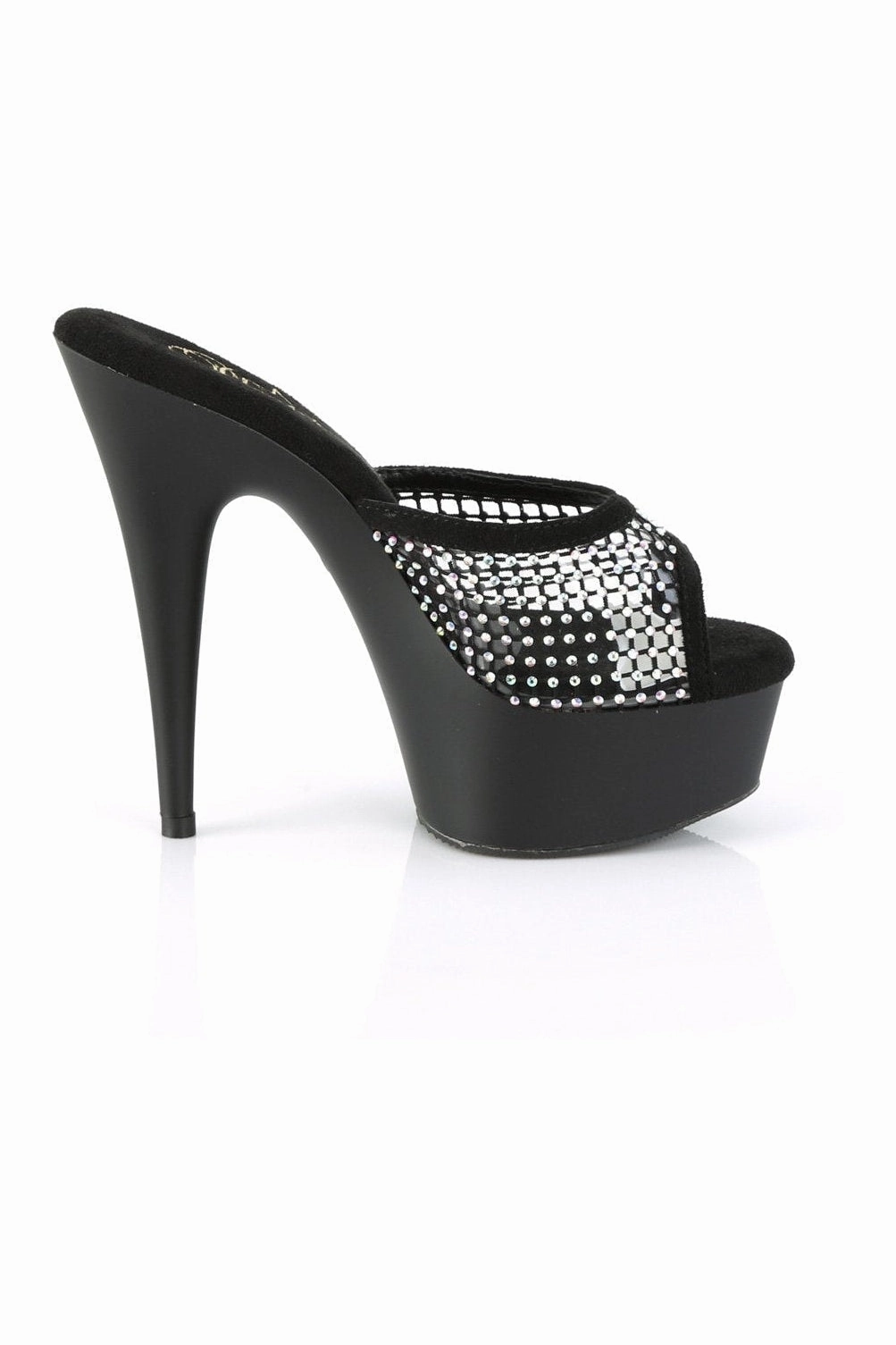 DELIGHT-601-6RM Slide | Black Faux Suede