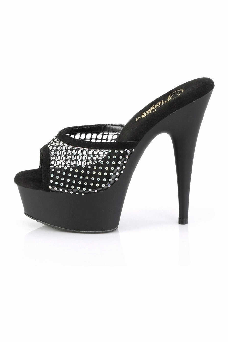 DELIGHT-601-6RM Slide | Black Faux Suede
