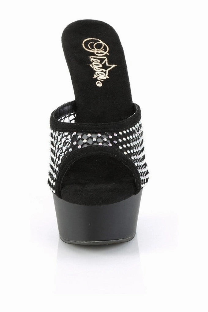 DELIGHT-601-6RM Slide | Black Faux Suede