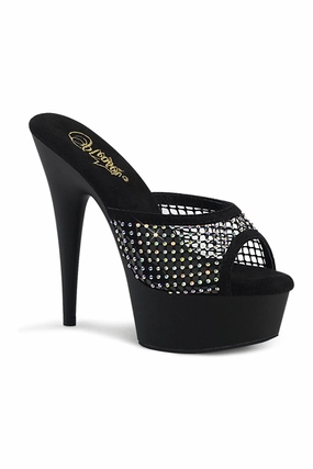 DELIGHT-601-6RM Slide | Black Faux Suede