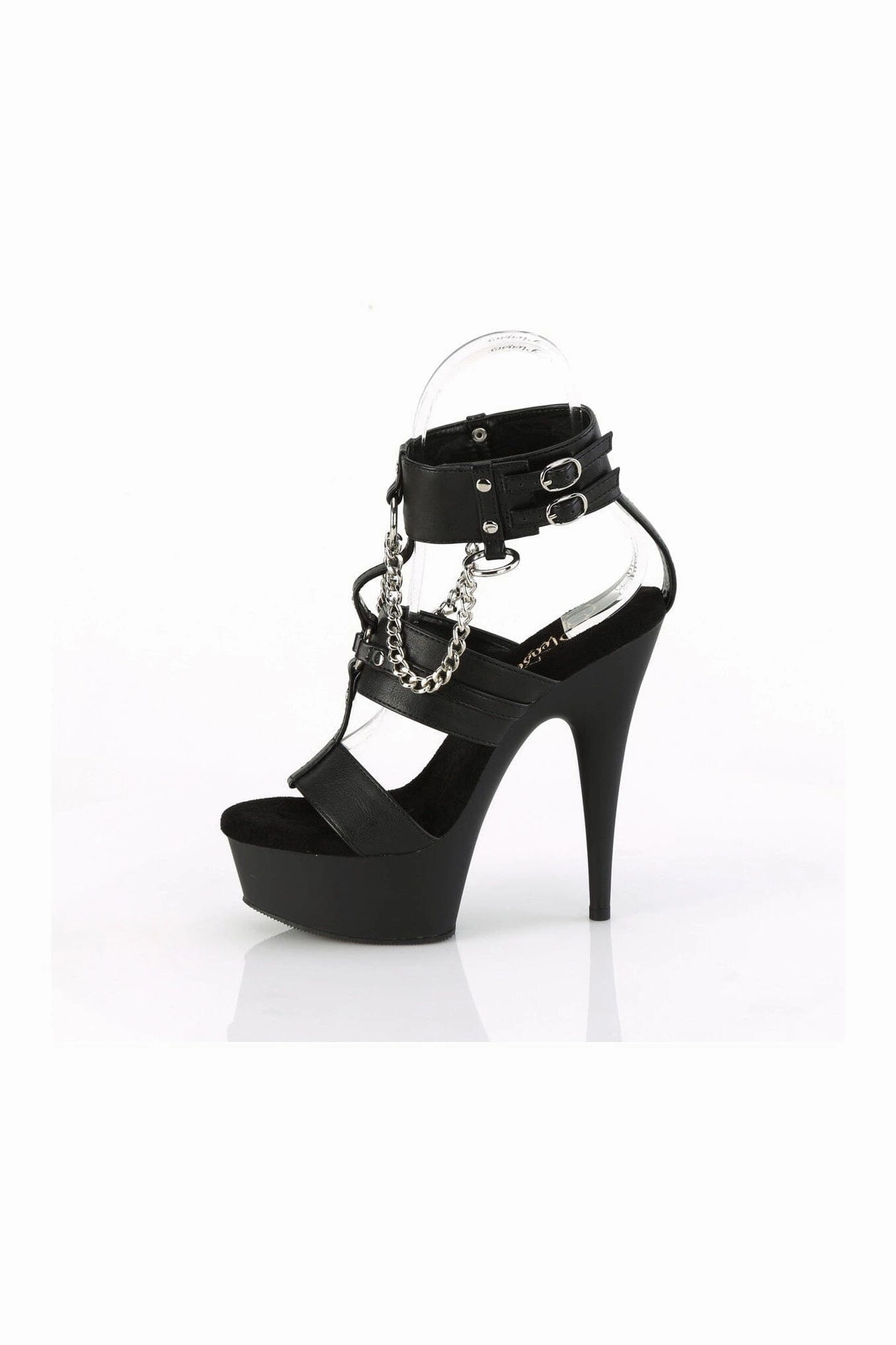 DELIGHT-661 Black Faux Leather Sandal