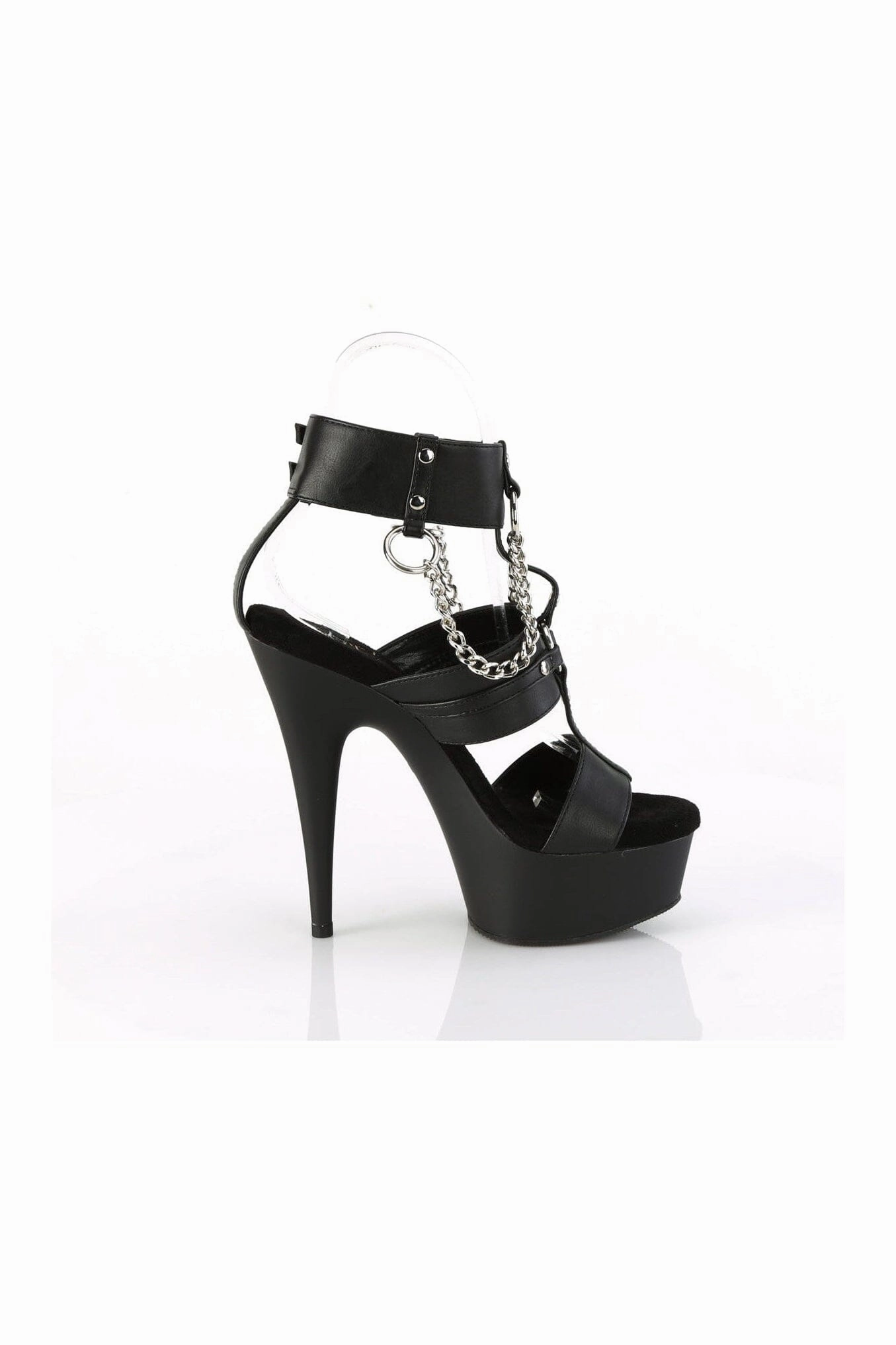 DELIGHT-661 Black Faux Leather Sandal