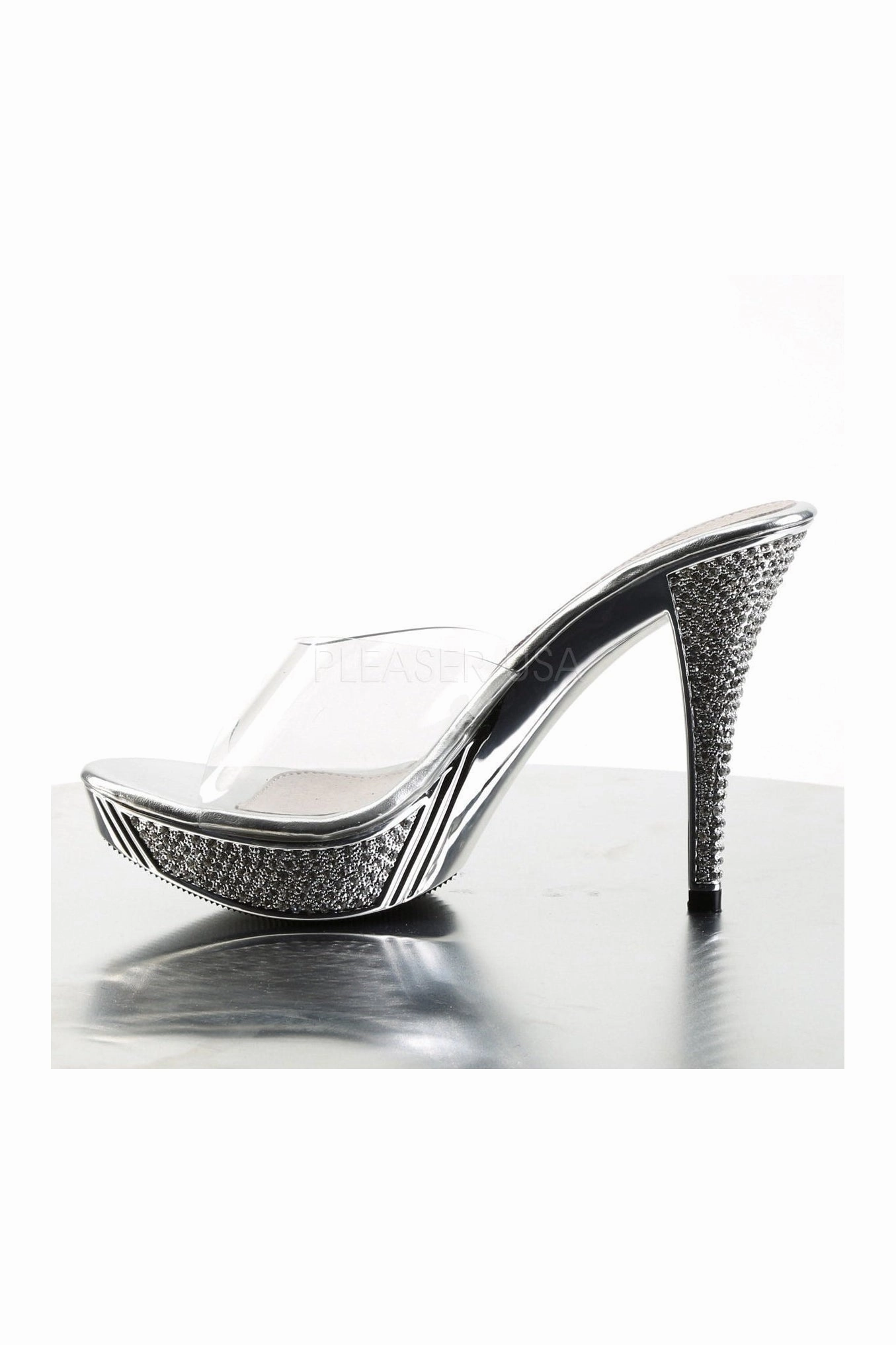 ELEGANT-401 Platform Slide | Clear Vinyl