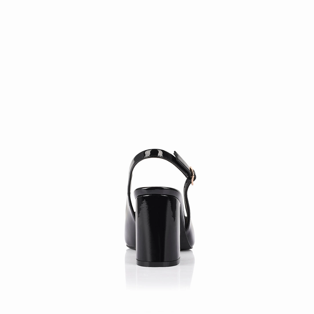 Elio Slingback Block Heels - Black Patent